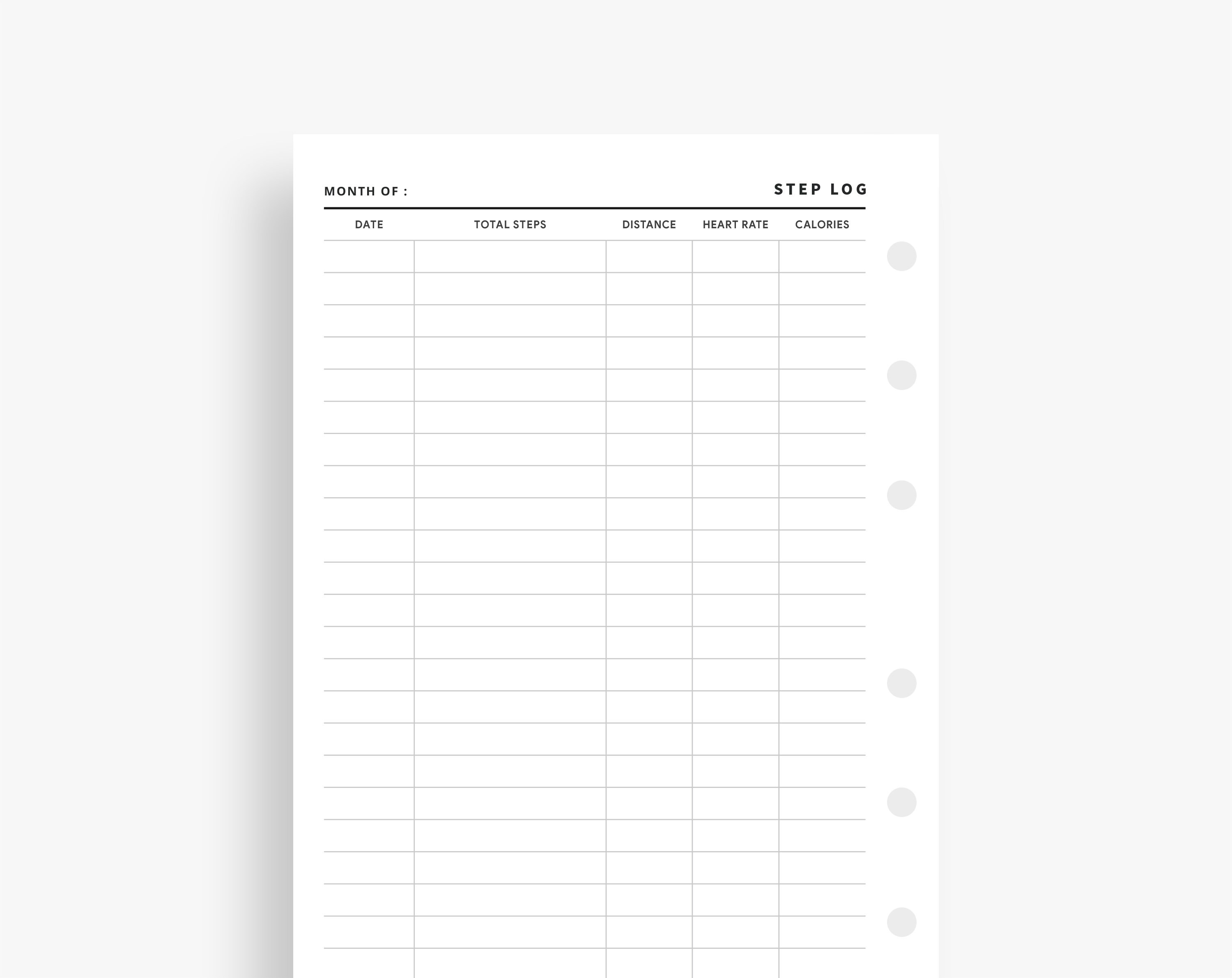 Half Letter Inserts Monthly Step Tracker Printable Workout and Exercise ...