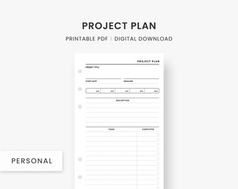 Personal Size Inserts : Project Planner Printable, Productivity Organizer & Planning, Task Tracker, Project Management, PDF Digital Download