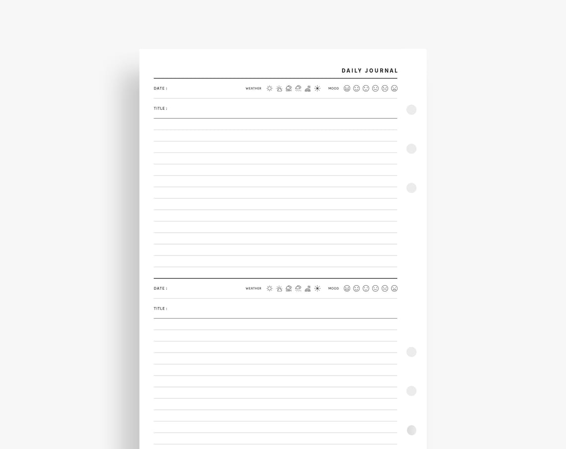 Daily Journal Printable, Daily Diary, Minimalist Journal, Writing ...