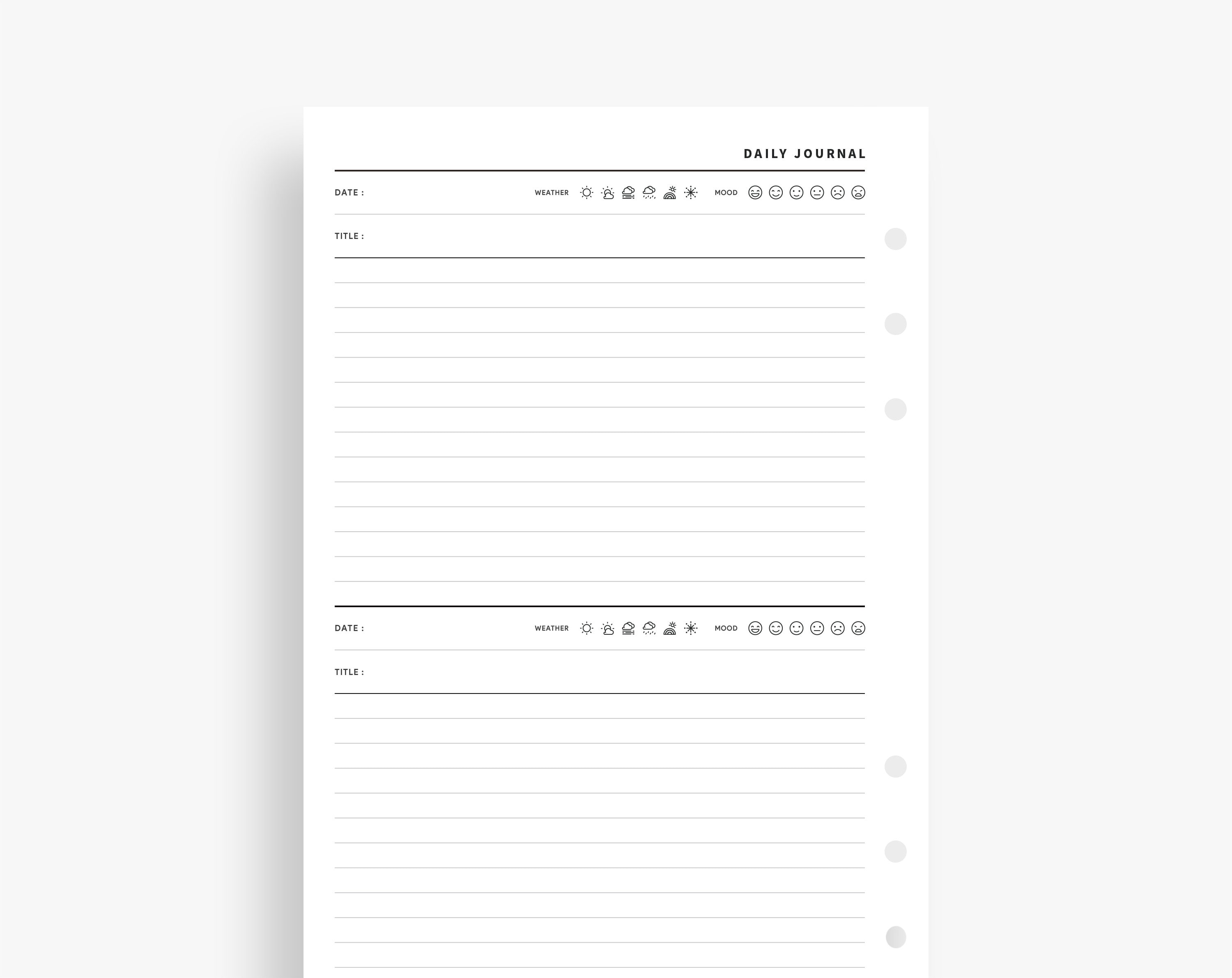 Daily Journal Printable, Daily Diary, Minimalist Journal, Writing ...