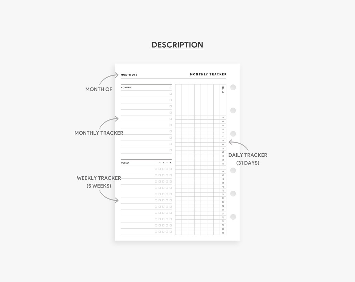 A6 Inserts : Monthly Tracker, Habit Tracker Printable, Daily Habit ...