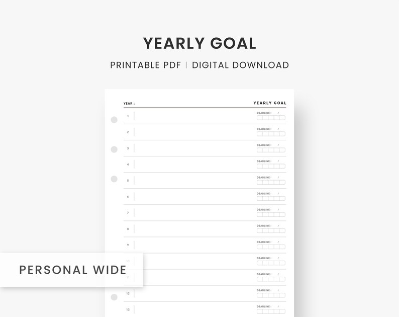 Yearly Goal Planner Printable, Goal Setting, Goal Planning, Goal