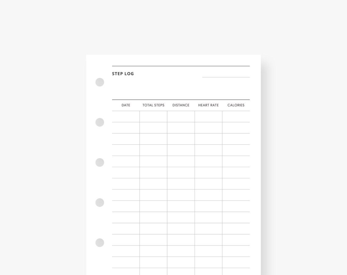Pocket Inserts Step Tracker Printable Step Log Workout Etsy