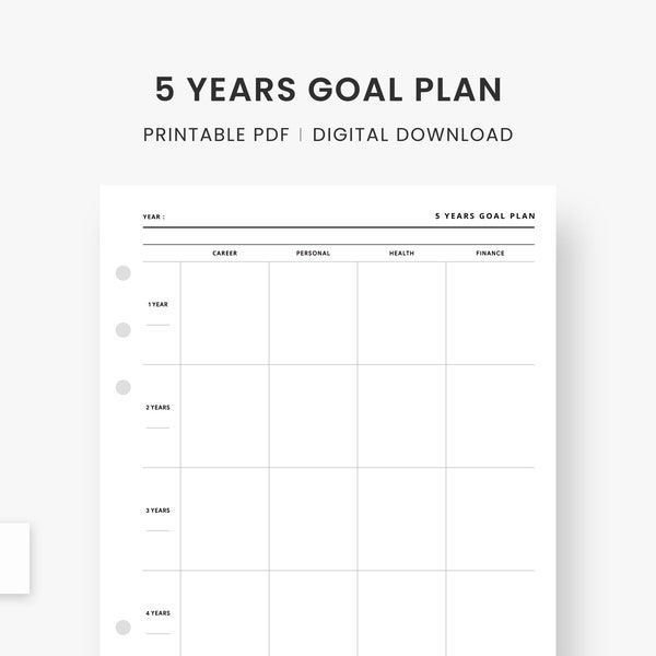 A5 Inserts : Goal Setting, Goal Planner, Goal Tracker, Goal Journal, Yearly Goal, Goal Printable, Year Goal Planner, Planner Refill, PDF