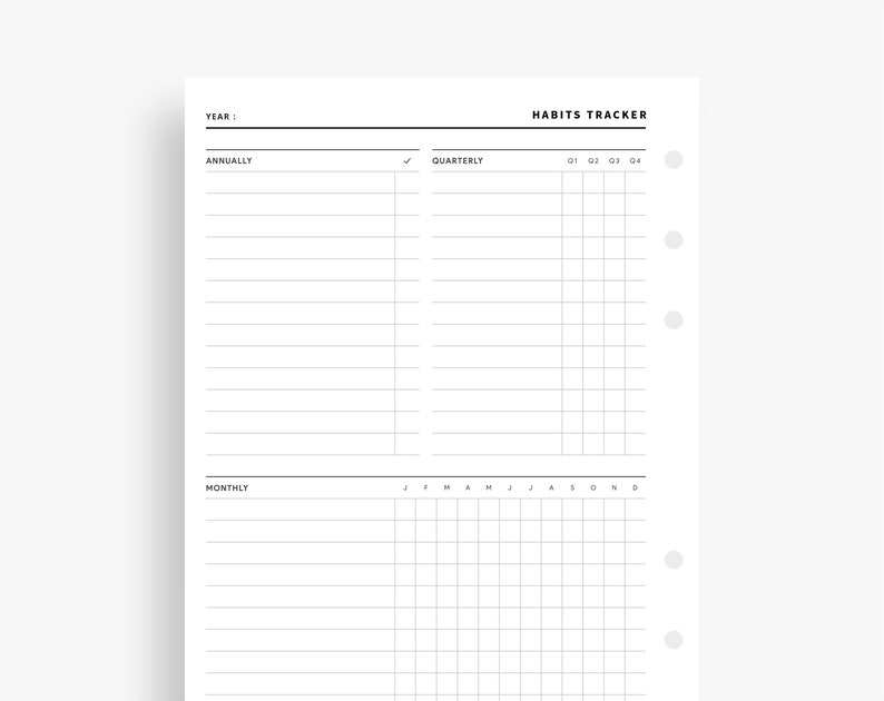 Habit Tracker Printable, Personal Wide Inserts, Monthly Tracker ...