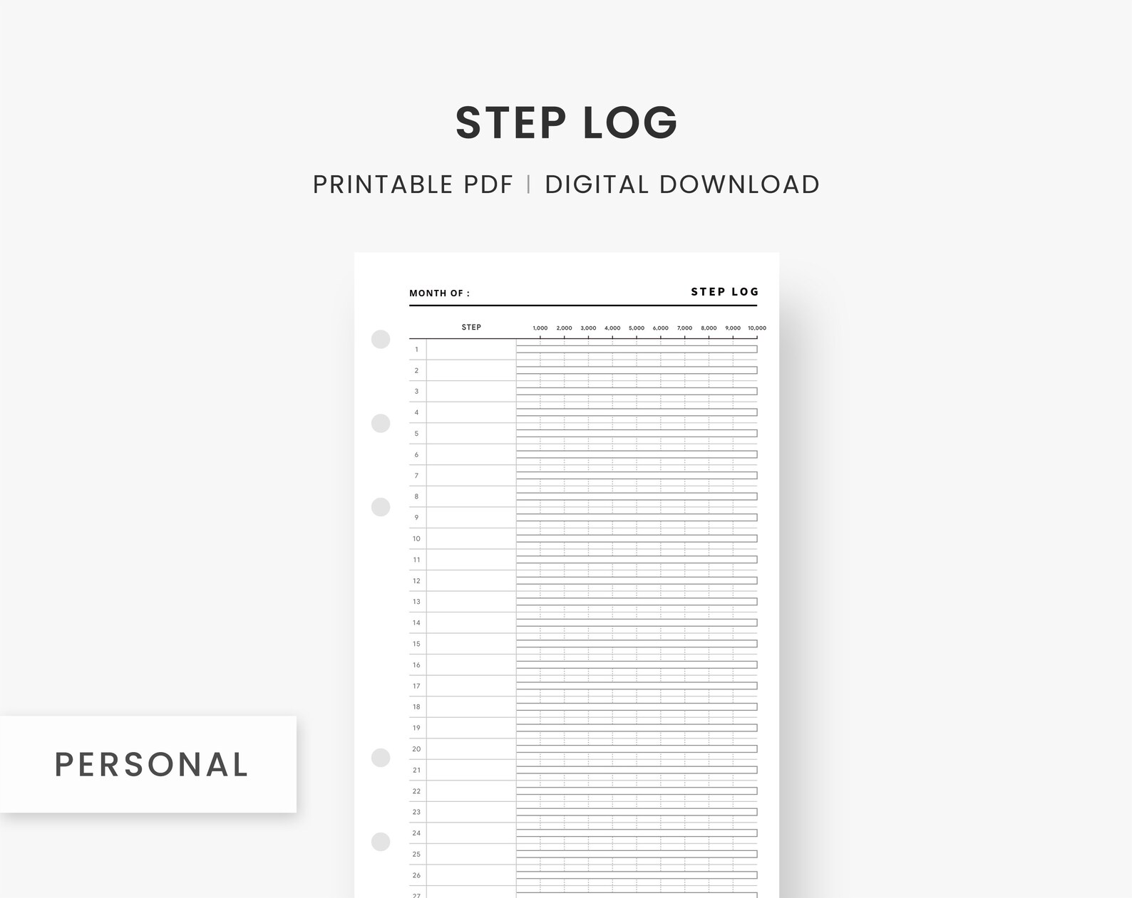 Step Log Printable Personal Inserts Workout Planner Step - Etsy