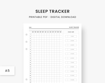 A5 Inserts : Sleep Tracker Printable, Sleep Pattern, Sleep Log, Fitness Planner, Health Planner, Minimalist Planner, PDF Instant Download