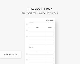 Personal Size Inserts : Week Tasks List Printable, Weekly Task List Planner, Project Management Template & Work Planning, Digital Download