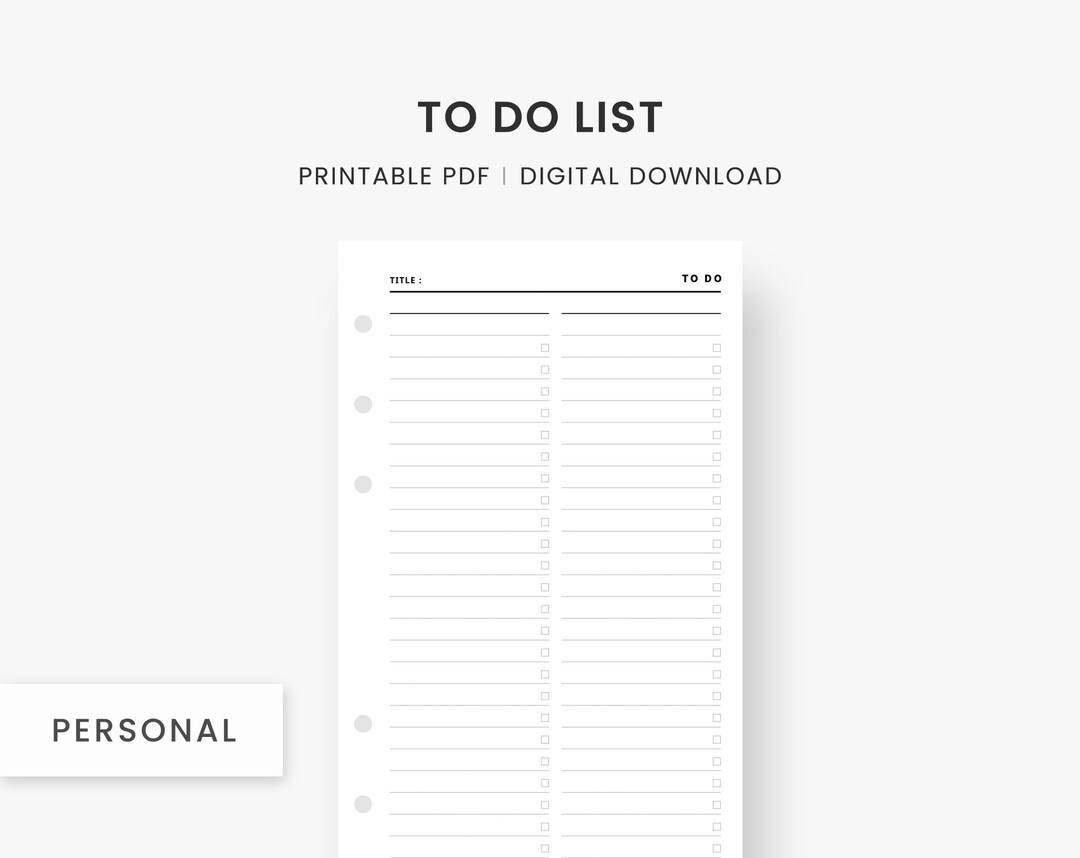 Personal Size Inserts : to Do List Planner, Printable to Do Plan ...