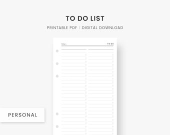 Personal Size Inserts : To Do List Planner, Printable To Do Plan, Productivity Planner, To Do Planning, Minimalist Planner, Instant Download