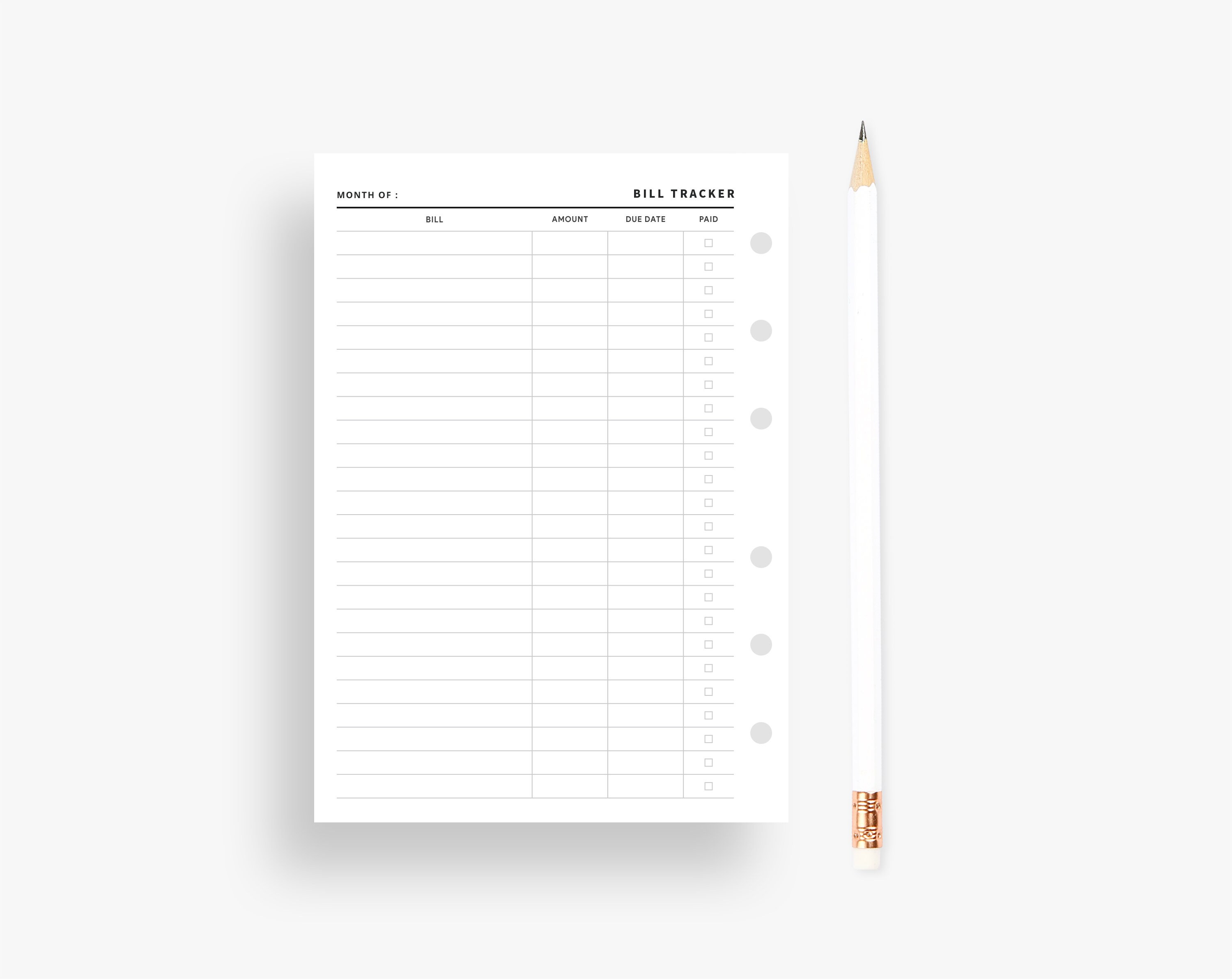 A6 Inserts : Bill Tracker, Bill Organizer, Bill Planner, Bill Payment ...