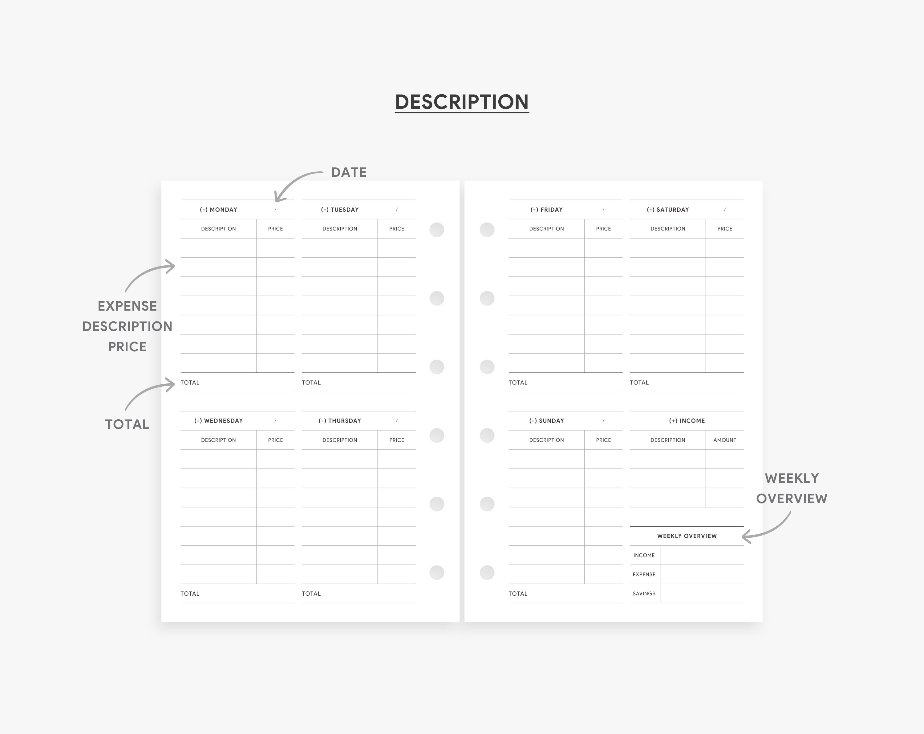 Pocket Inserts Financial Planner Printable Weekly Etsy
