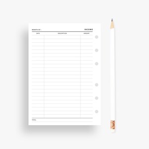 A6 Inserts : Income Tracker, Finance Tracker, Monthly Income, Income Log, Income Tracking, Money Tracker, Financial Tracker, PDF Planner image 4