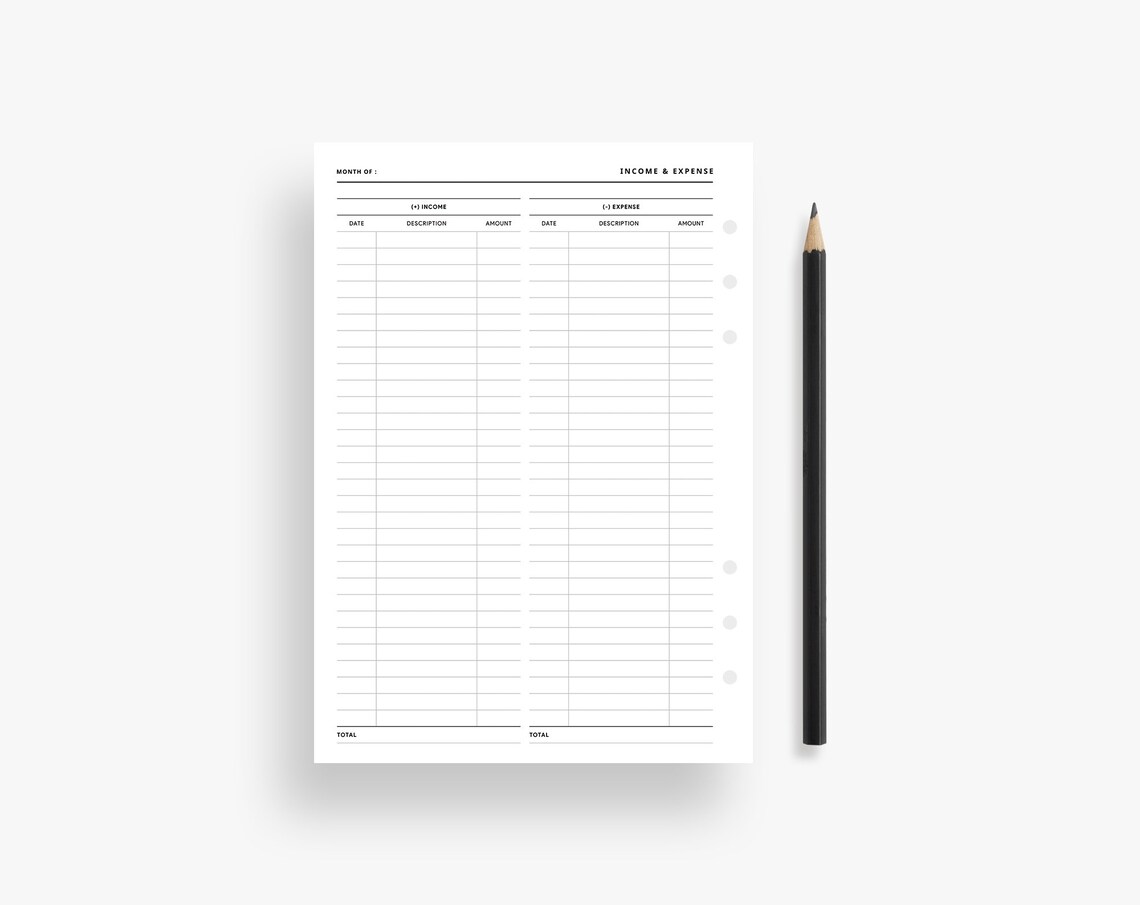 A5 Inserts : Printable Financial Planner Refills, Monthly Income ...