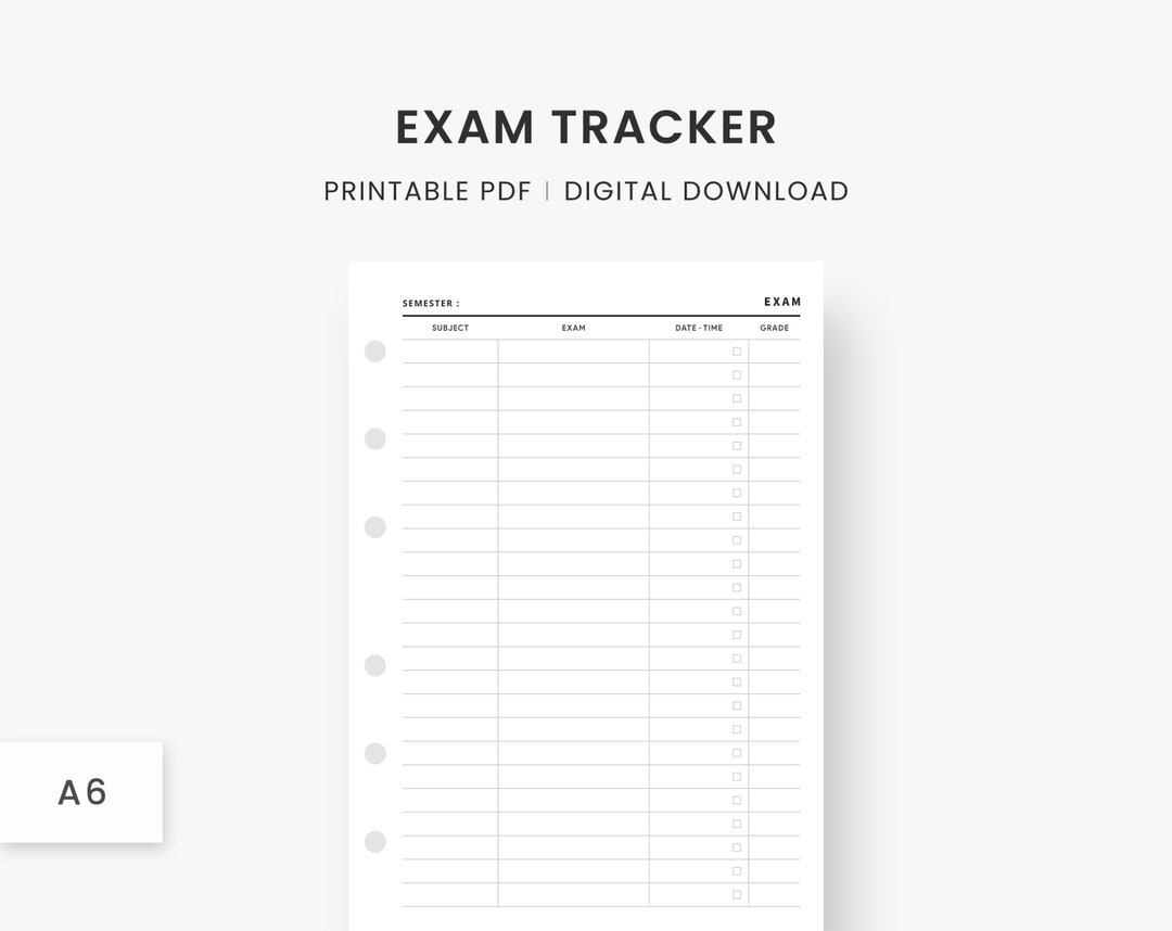 Exam Tracker, Exam Planner, Exam Schedule, Study Planner Printable ...