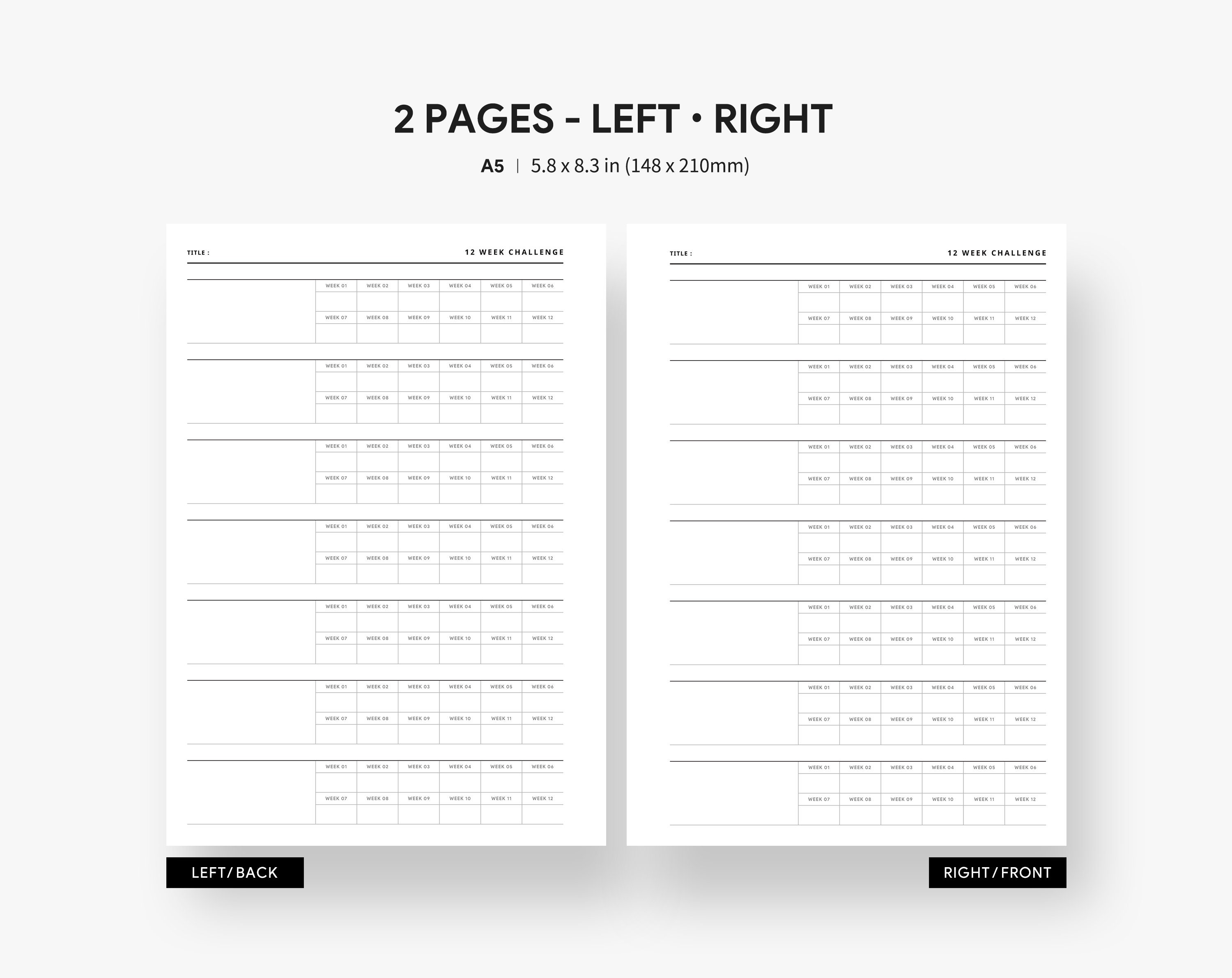 A5 Inserts 12 Week Fitness Plan Printable 12 Week Tracker 12 Week Challenge 12 Week Planner 12 Week Weight Loss 12 Week Template PDF Etsy Australia