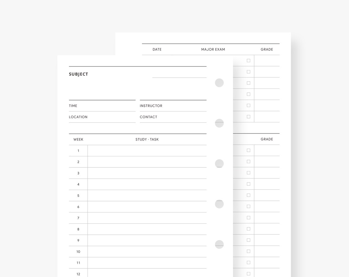 Pocket Inserts : Semester Planner Student Planner Printable | Etsy