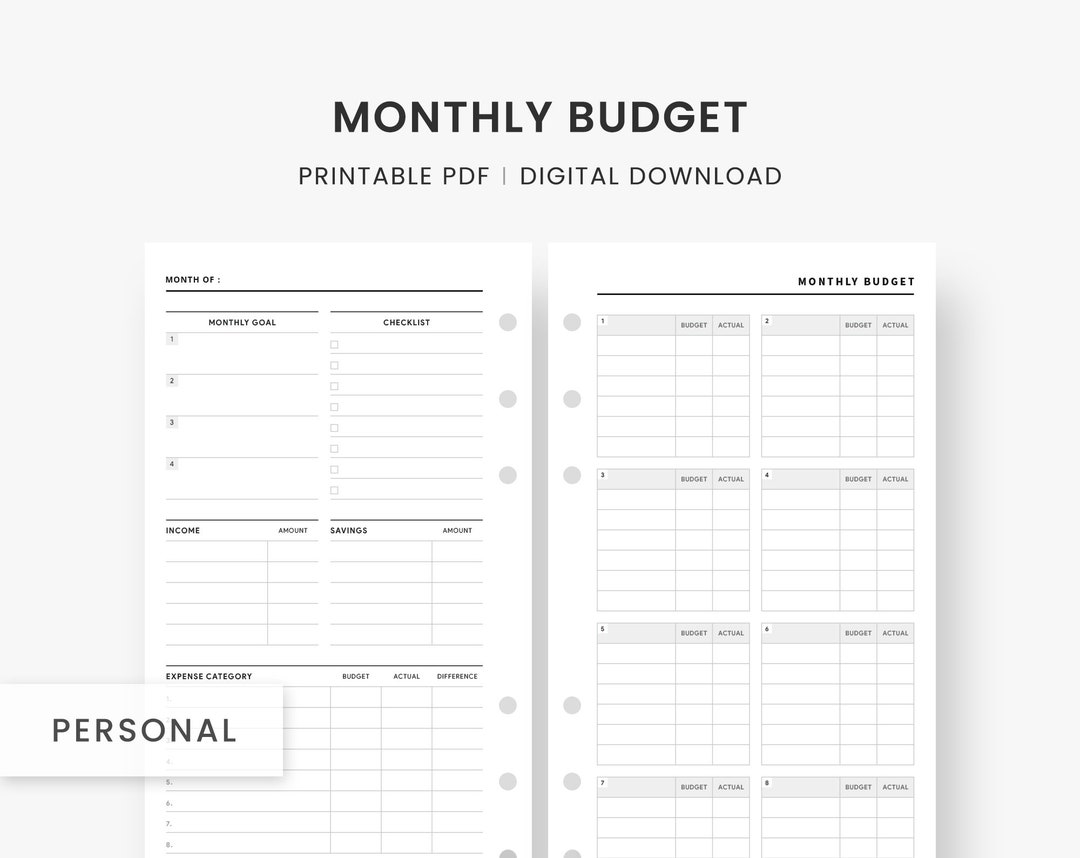 Personal Inserts Monthly Budget, Financial Planner, Finance Planner, Budget Printable, Budget