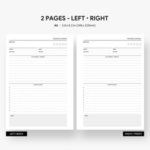 A5 Inserts : Reading Journal Printable, Book Planner Template, Reading ...