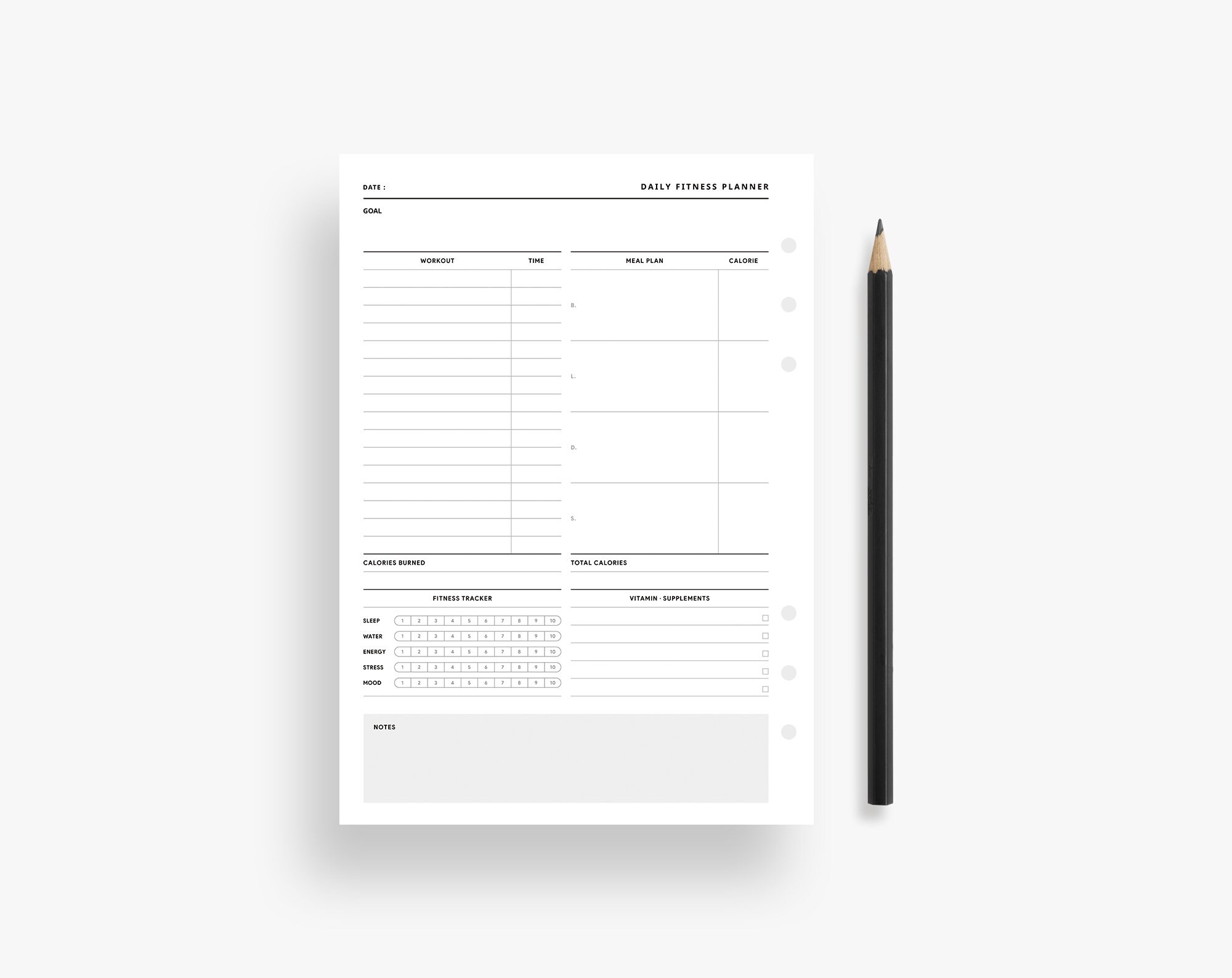 A5 Inserts : Fitness Planner Printable, Health Planner, Daily Workout ...