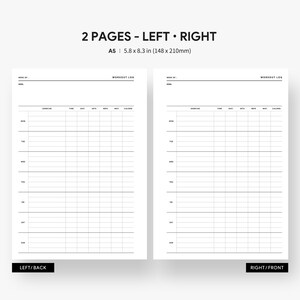 A5 Inserts : Weekly Workout Printable, Workout Planner, Workout Log ...