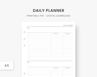 A5 Inserts : Daily Schedule, Planner Printable, Daily Organizer, Daily Planner, Daily To Do List, Daily Agenda, Undated Planner, Daily Plan