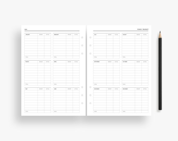 A5 Inserts : Yearly Budget, Budget Planner, Budget Template, Budget  Tracker, Budget Printable, Annual Budget, Personal Budget, PDF Planner 