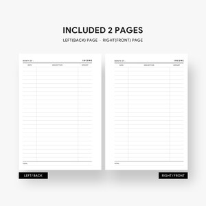 A6 Inserts : Income Tracker, Finance Tracker, Monthly Income, Income Log, Income Tracking, Money Tracker, Financial Tracker, PDF Planner image 7