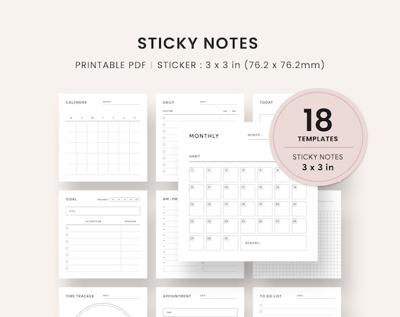 Virtual Sticky Notes, Free Template