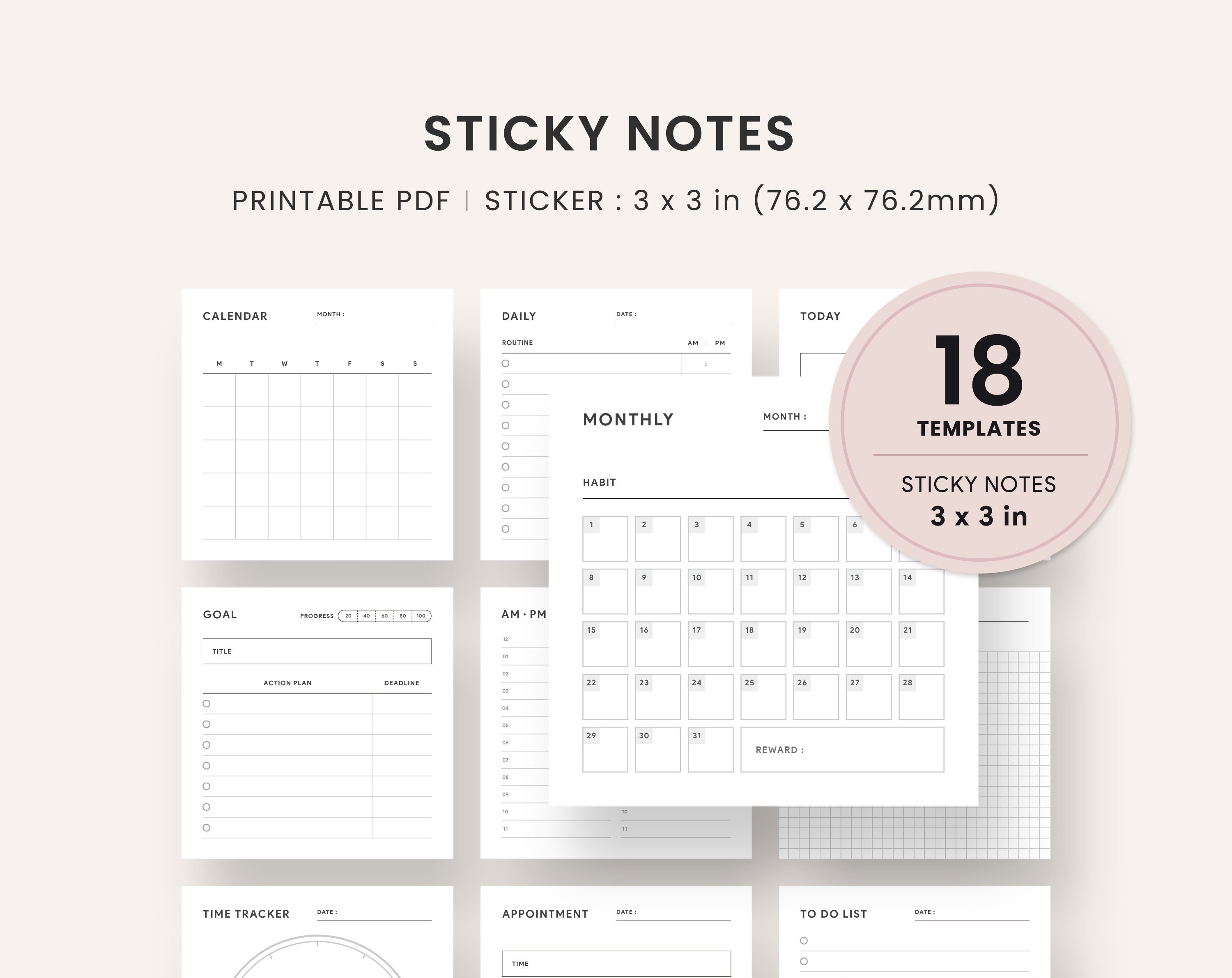 Onyx Sticky Notes Planner Supplies Planning/journaling Sticky Notes Planner  Accessories Black Sticky Notes 