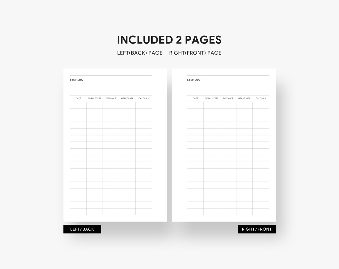 Pocket Inserts Step Tracker Printable Step Log Workout Etsy