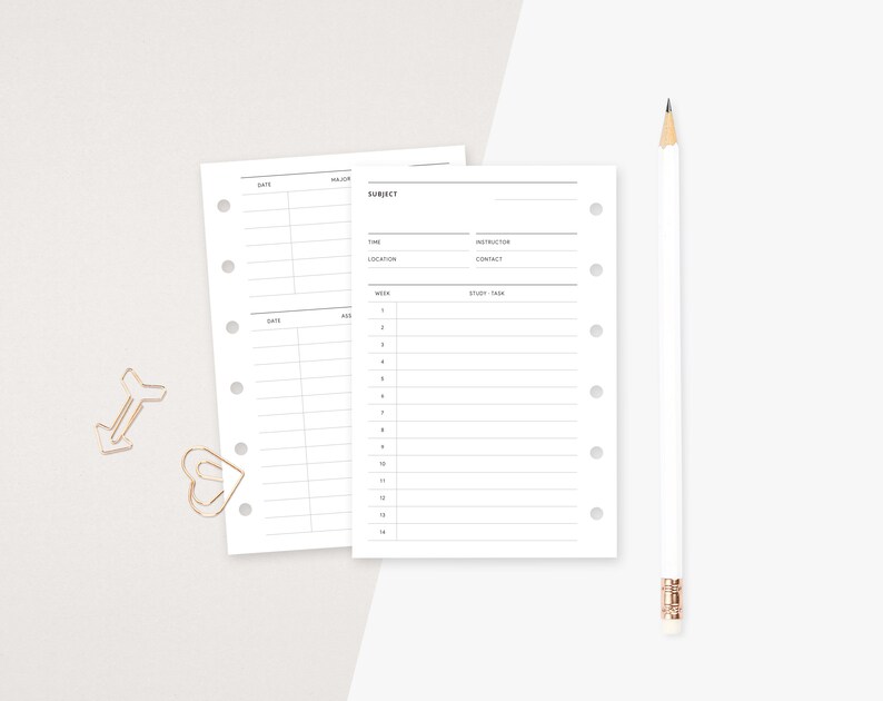 Pocket Inserts : Semester Planner, Student Planner Printable, Subject ...