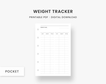 Pocket Inserts : Weight Loss Tracker Printable, Fitness Planner, Diet Log, Weight Loss Journal, Fitness Tracker, Weight Management, PDF
