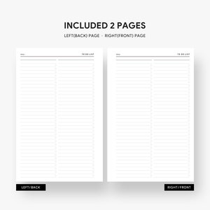 Printable to Do List, Half Letter Inserts, Check List Template, Minimal ...