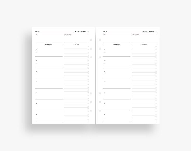 Weekly Planner Printable Weekly Agenda Half Letter Inserts - Etsy