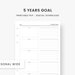 Goal Setting Planner Printable, Personal Wide Inserts, 5 Years Goal ...
