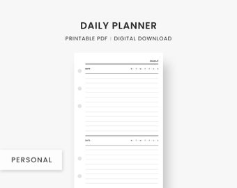 Personal Inserts : Daily Journal, Daily Planner Pages, Daily Task Planner, Diary, Daily Printable, Undated Planner, Daily Plan, PDF Planner