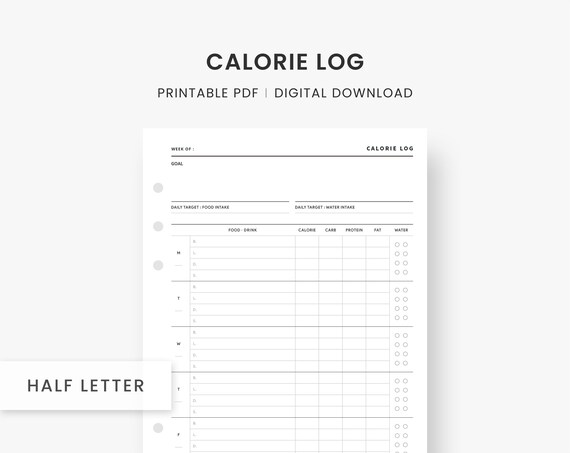 Daily Calorie Tracker Printable Calorie Counter Template With | Etsy