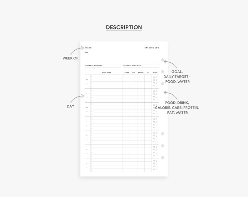 Daily Calorie Tracker Printable, Calorie Counter Template With Goal ...
