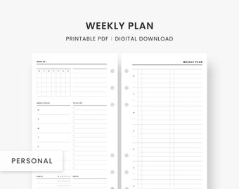 Personal Inserts : Weekly To Do List, Weekly Agenda, Weekly Planner Page, Weekly Habit Tracker, Weekly Journal, Weekly Calendar, PDF Planner