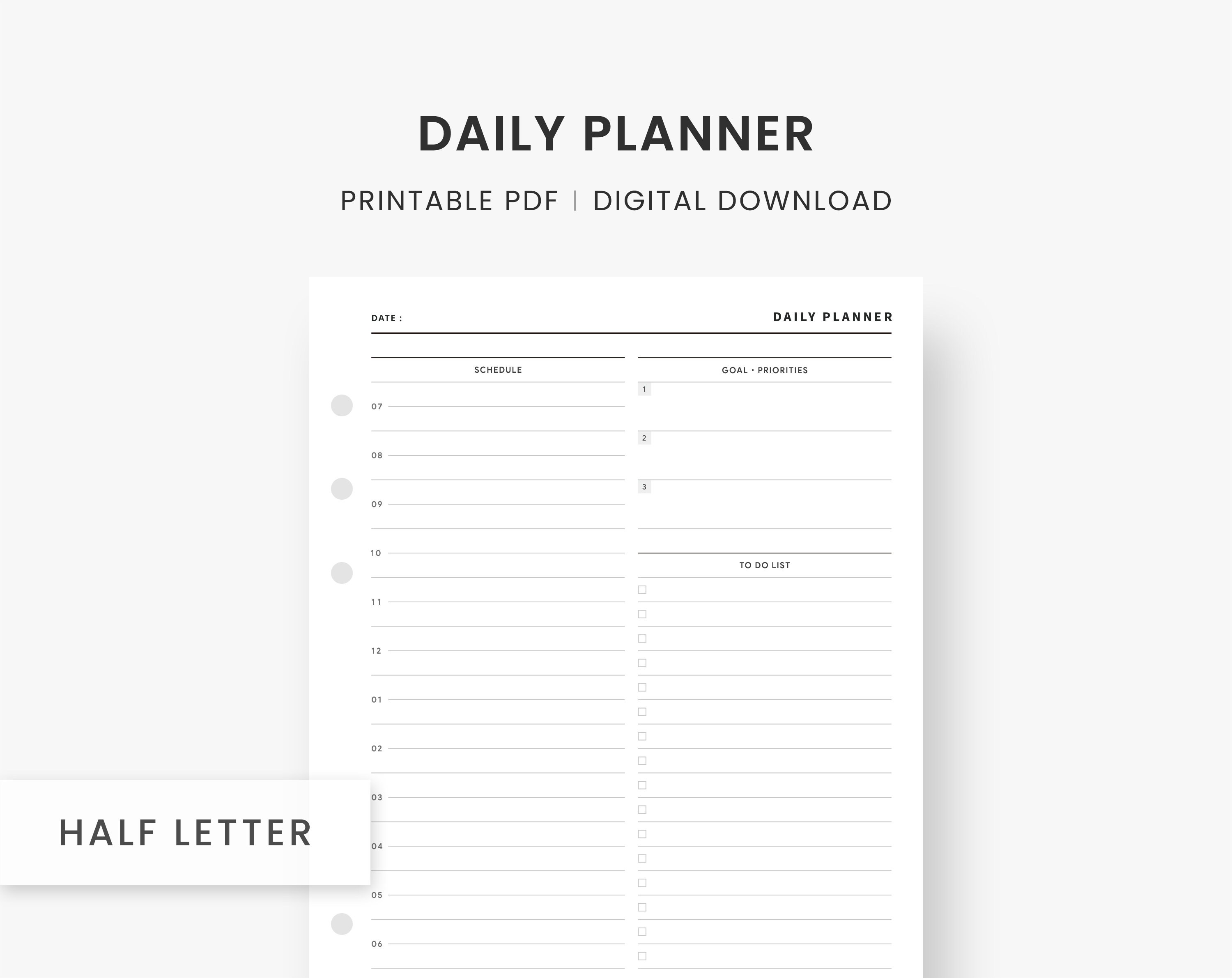 Daily Planner Printable Daily To Do List Daily Schedule Etsy