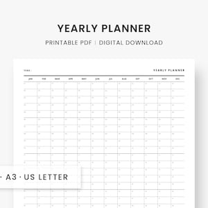 Year at a Glance Printable, Yearly Agenda & Overview Planner Insert ...