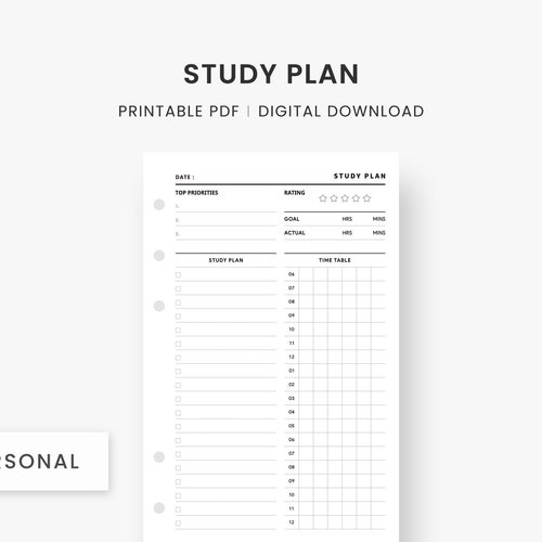 A5 Inserts : Study Planner Printable Daily Study Organizer - Etsy