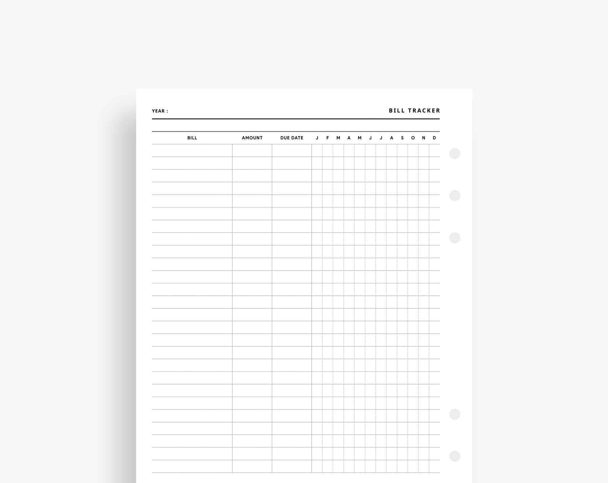A5 Inserts : Bill Tracker Printable, Financial Planner, Bill Tracking ...