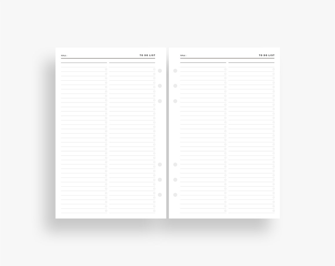 Printable to Do List, Half Letter Inserts, Check List Template, Minimal ...