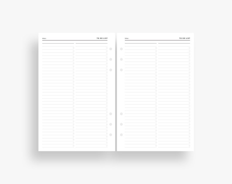Printable to Do List Half Letter Inserts Check List Etsy