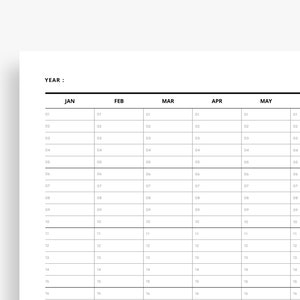Yearly Planner Printable, Year at a Glance, Desk and Wall Calendar, 12 ...