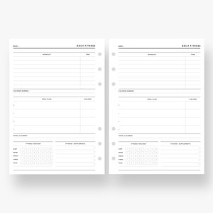 Daily Fitness Planner Printable, Personal Wide Inserts, Fitness Journal ...