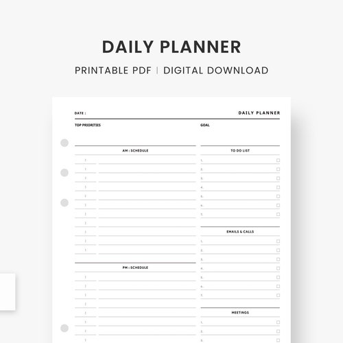 A5 Inserts Day on Two Pages Printable Daily Planner Page - Etsy