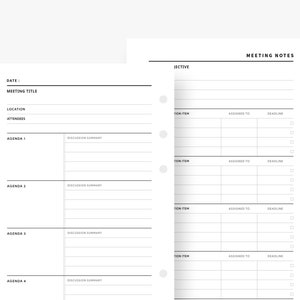 Personal Inserts : Meeting Planner, Meeting Notes Template, Discussion Notes, Meeting Minutes, Meeting Agenda, Meeting Pages Printable, PDF image 3